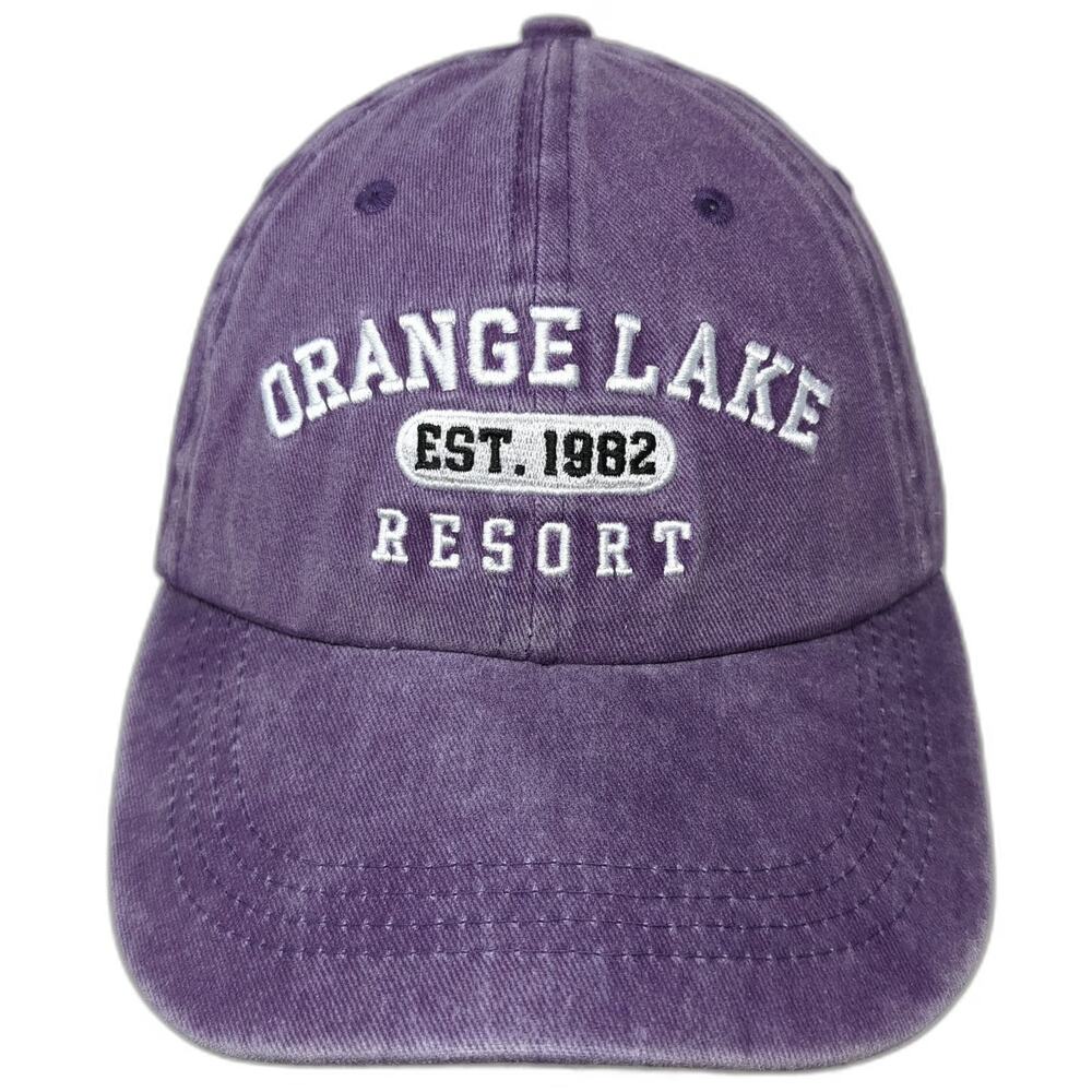 CRAZY Apparel Orange Lake Resort Purple Baseball Cap Hat One Size Slideback